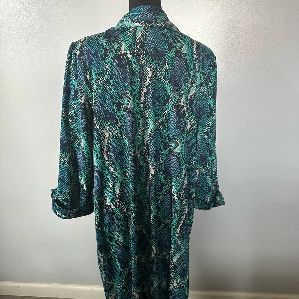 INC International Concepts Green and Blue Shirt Dress - Picture 2 of 4